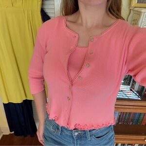 Vintage 90s Y2K crop tank and cardigan matching set